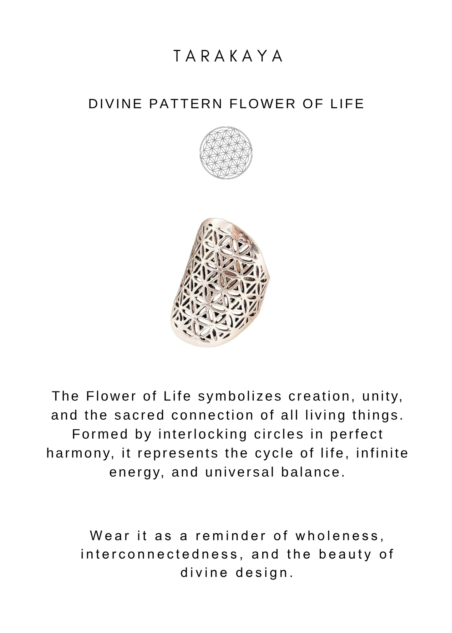 925 Sterling Silver Sacred Boho Flower Of Life Ring