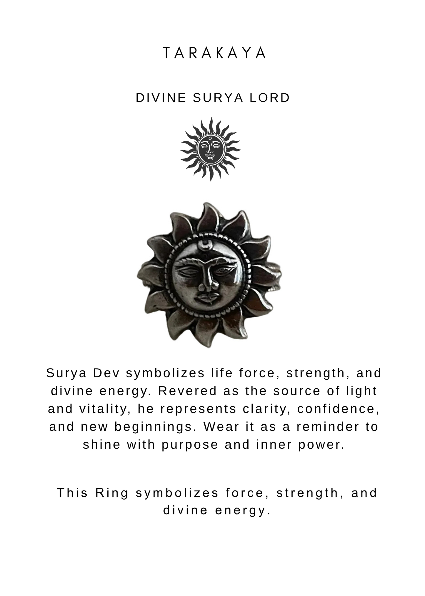 925 Sterling Silver Surya Dev / Sun / Sooraj Tribal Boho Adju. Ring