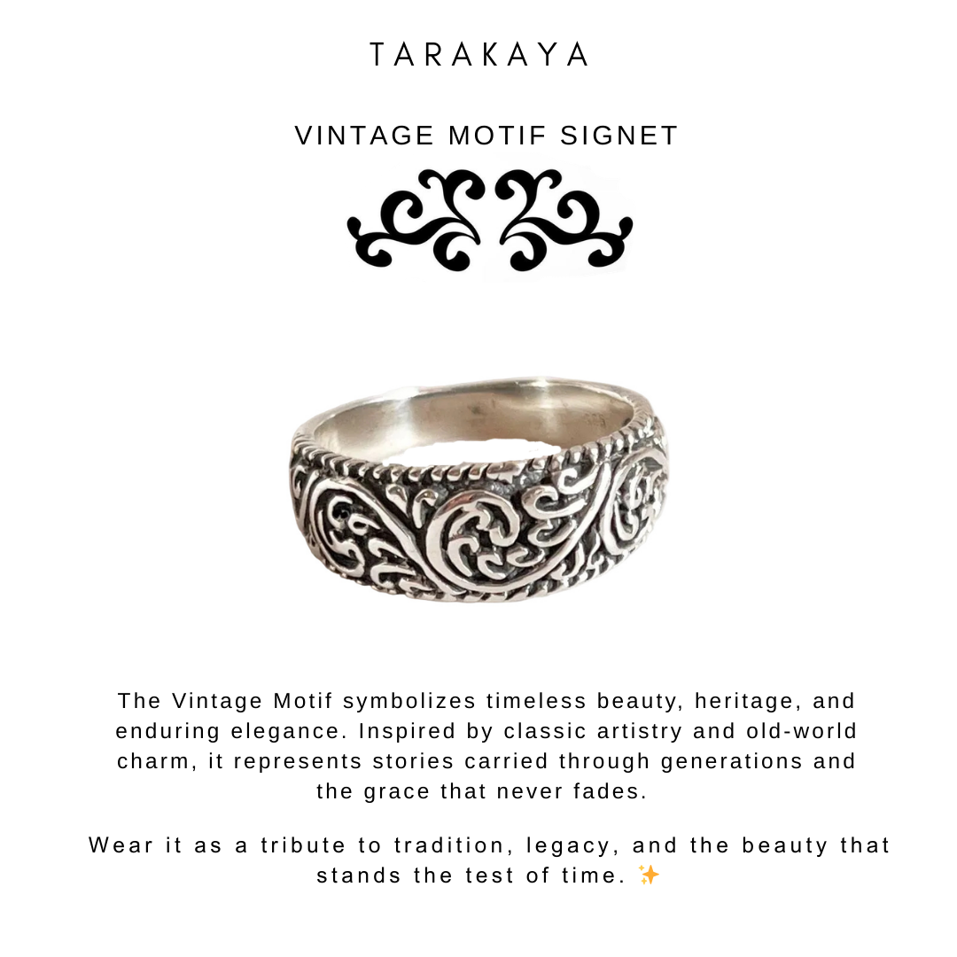 925 Sterling Silver Vintage Motif Thick Boho Band Unisex Ring