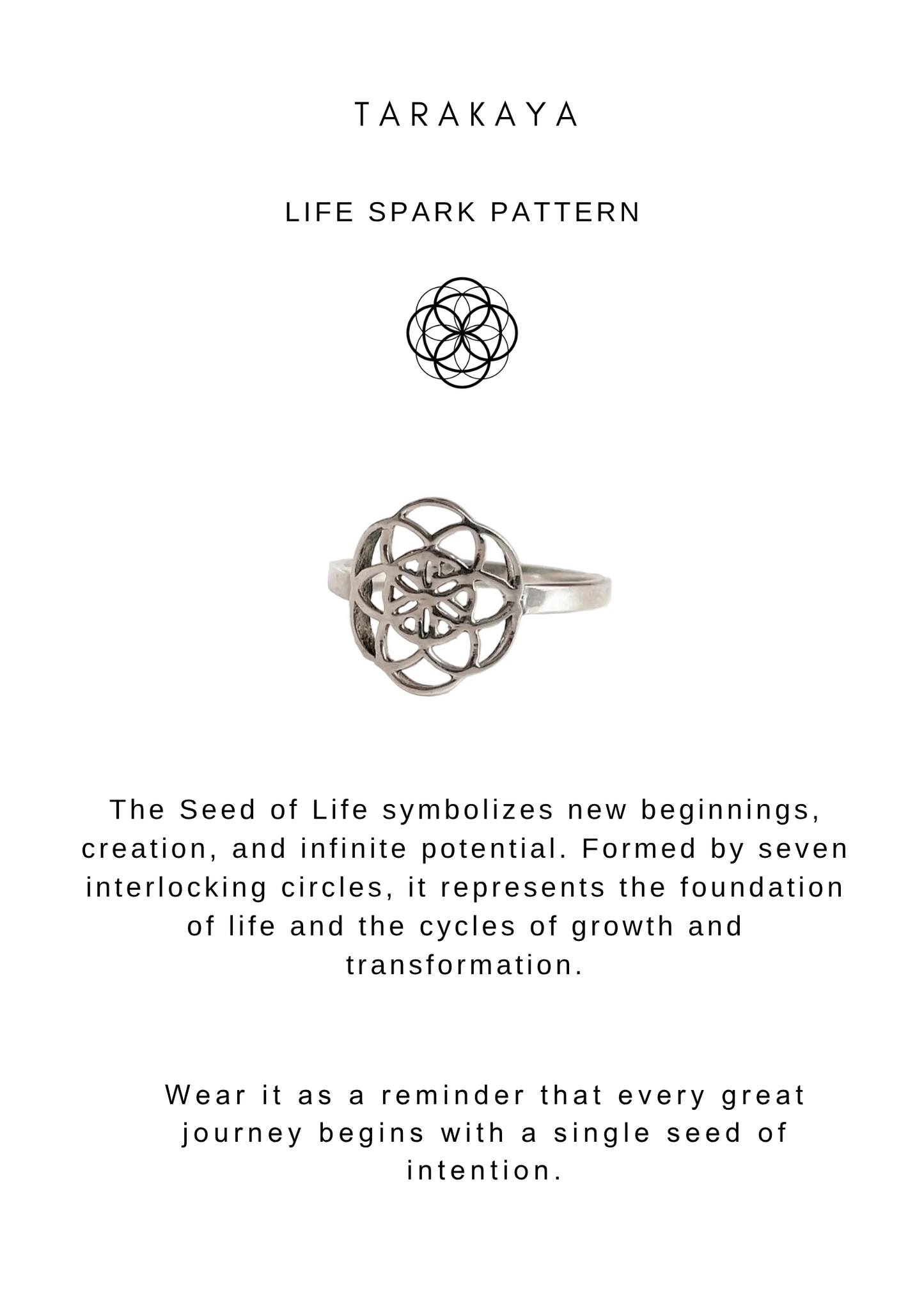 925 Sterling Silver Seed Of Life Boho Ring