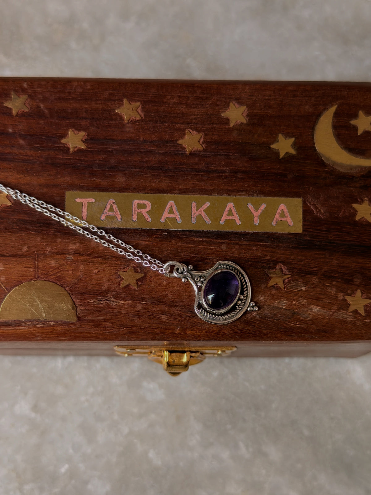 925 Sterling Silver Amethyst Boho Rawa Handcrafted Necklace