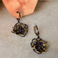 925 Sterling Silver Amethyst, Tanzanite & Topaz Black Rhodium Gold Plating Earrings