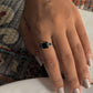 Silver Ring with Square Cut Black Onyx Stone