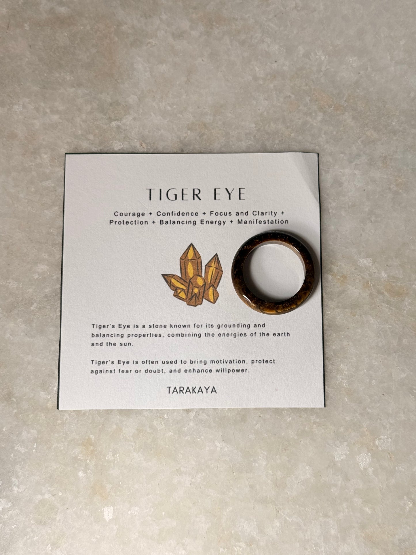 Natural Crystal Tiger Eye Band Ring