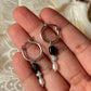 925 Sterling Silver Green Tourmaline Larimar Fresh Water Pearls Hangings Hoops Earrings