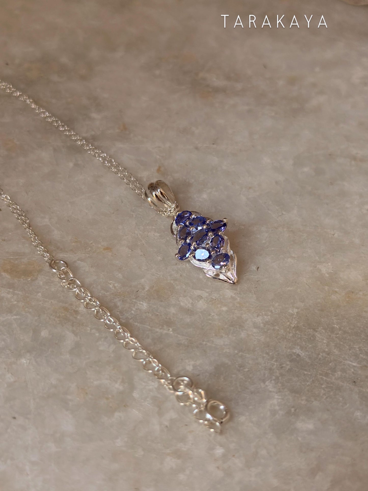 925 Sterling Silver Tanzanite leaf Flower Statement Pendant