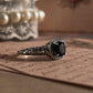 Silver Ring with Black Onyx Heart Design