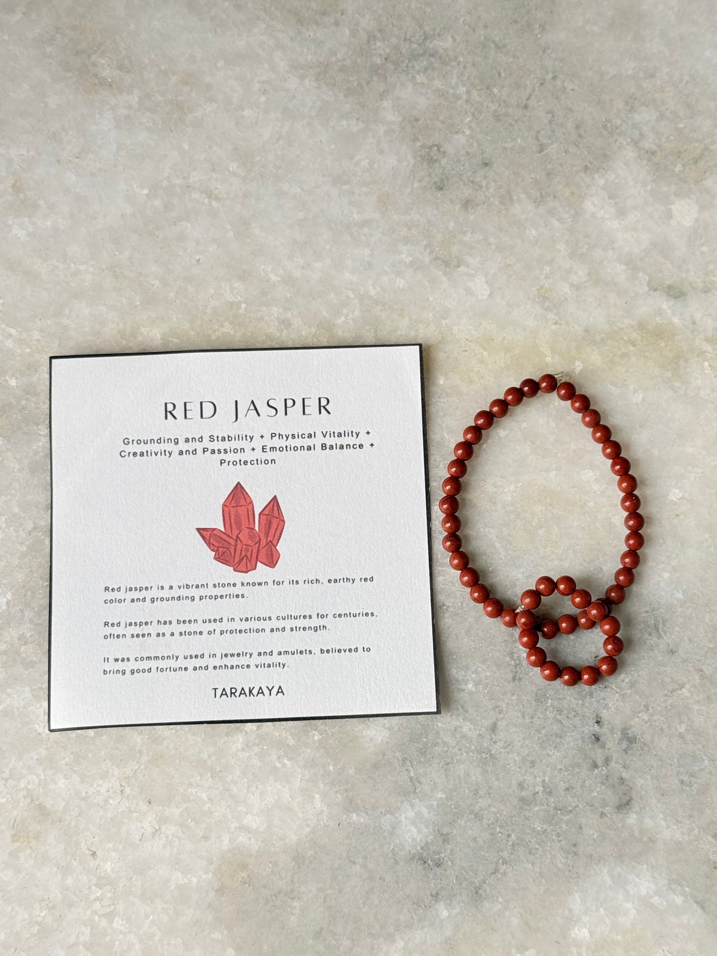Natural Crystal Red Jasper 4mm Stretchy Rings & Bracelet