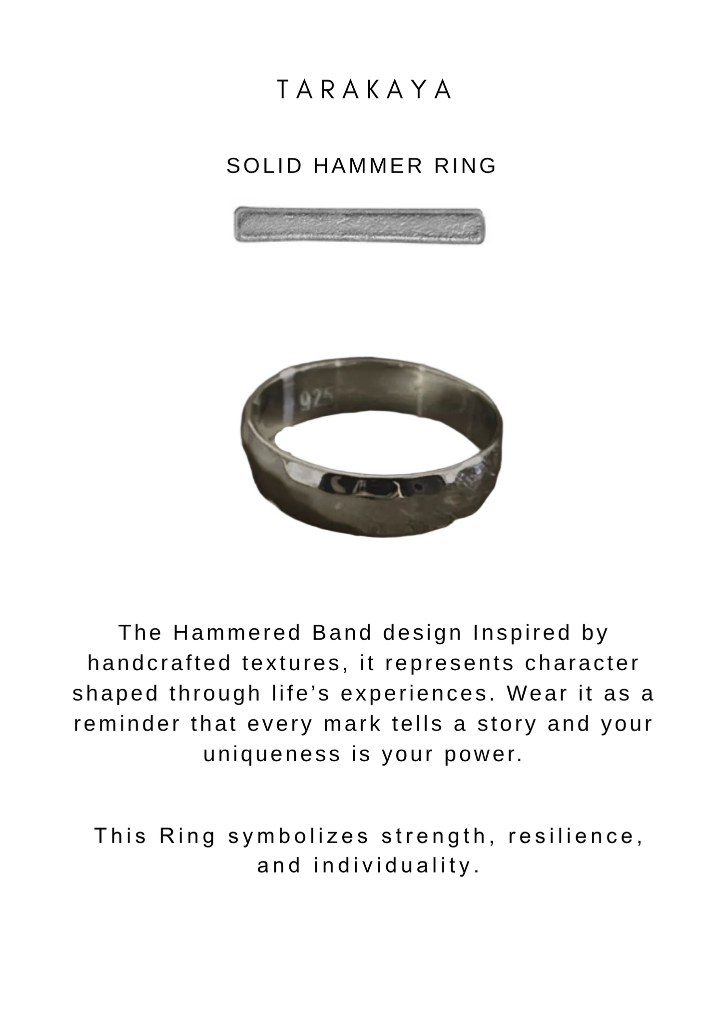 925 Sterling Silver Chunky Hammered Thick Band Ring