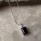 925 Sterling Silver Black Onyx Rectangle Unisex Pendant
