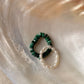 Natural Crystal Stretchy Malachite Flat 3-4mm & Fresh Water Pearl Rings