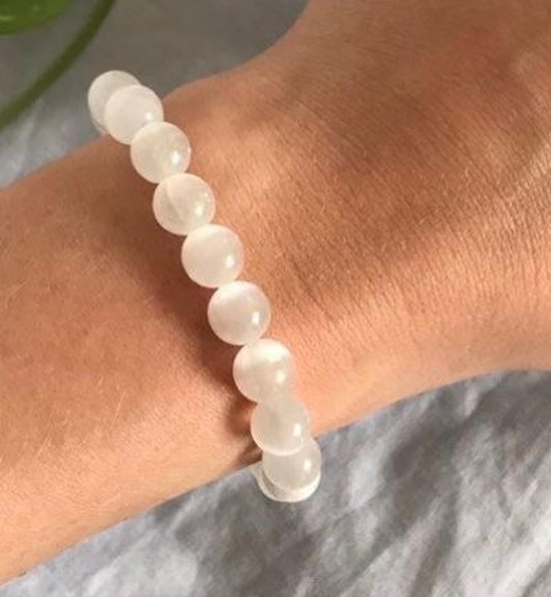8MM Selenite Beaded Bracelet