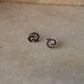 925 Sterling Silver Antique Plain Oxidised Boho Studs Earrings
