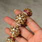 Luxury 925 Sterling Silver Gold Plated Antique Moissanite Polki Pink Kundan Open Bracelet