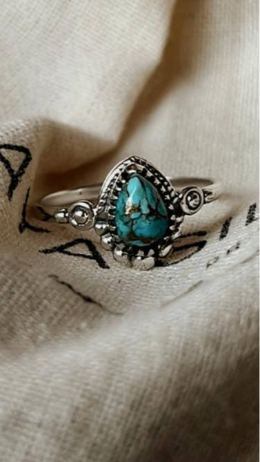 Handcrafted Boho Silver Ring with Turquoise and Copper accent
