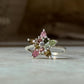 925 Sterling Silver Multi Tourmaline star Ring