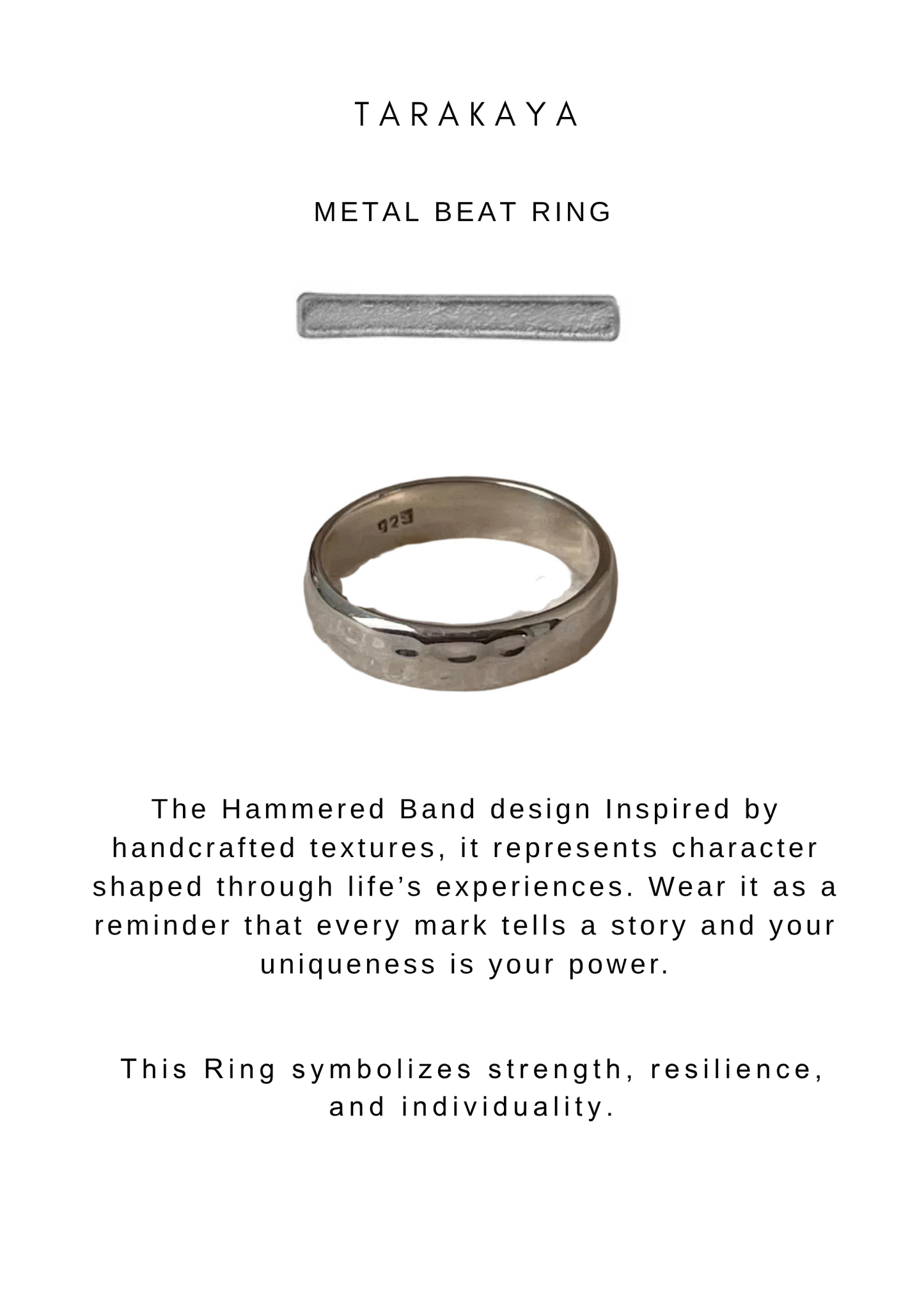 925 Sterling Silver Chunky Hammered Thick Band Unisex Band Ring