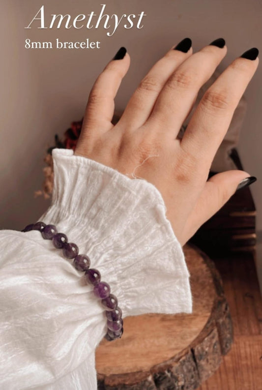 Amethyst Natural Crystal Bracelet 8mm