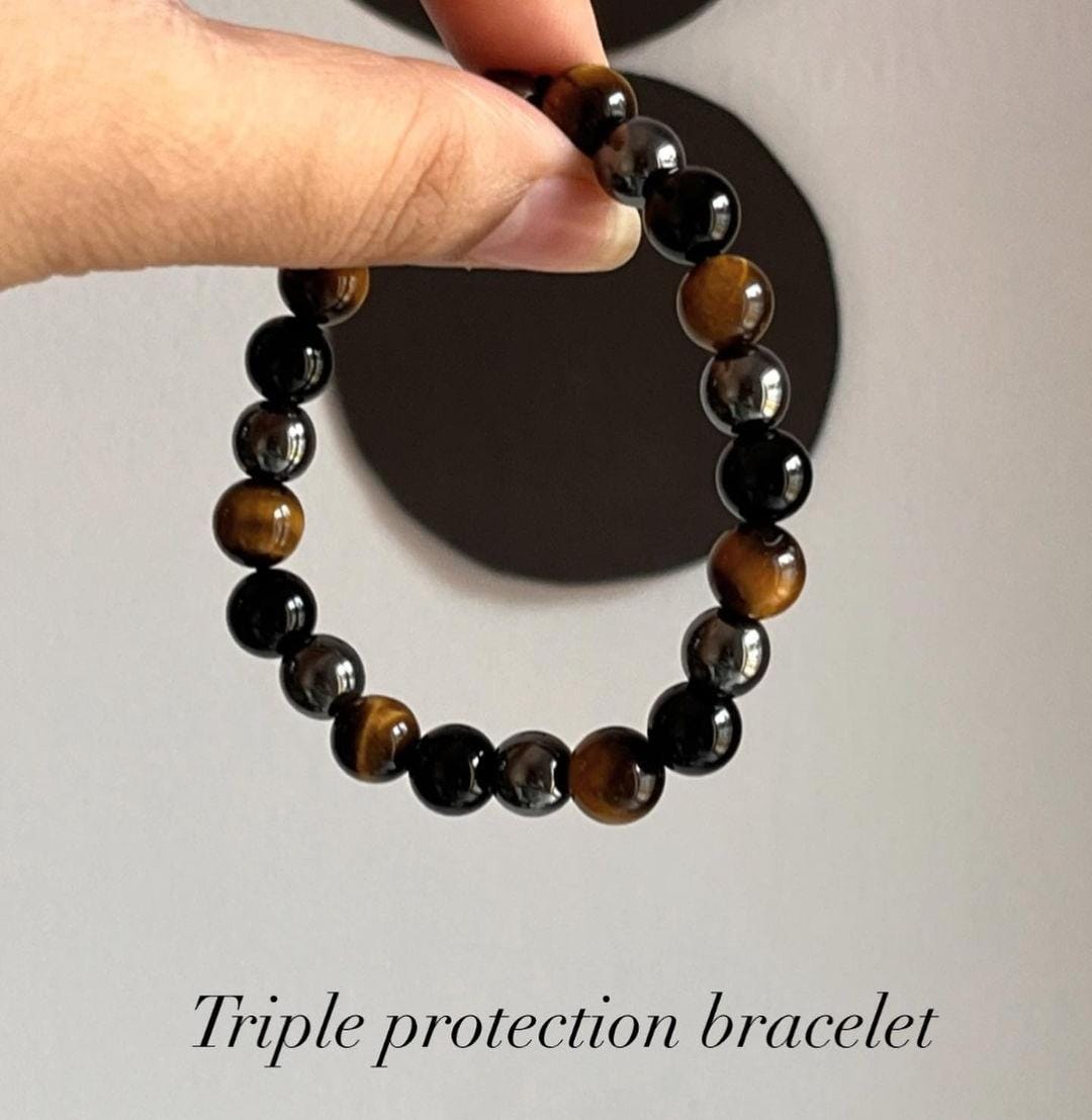 Triple Protection Natural Crystal Bracelet 8MM