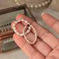 Natural Crystal Stretchy Shiny Basra Pearl & Garnet Silver Ball Rings