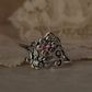 Floral dream pink tourmaline silver ring with white CZ accents  