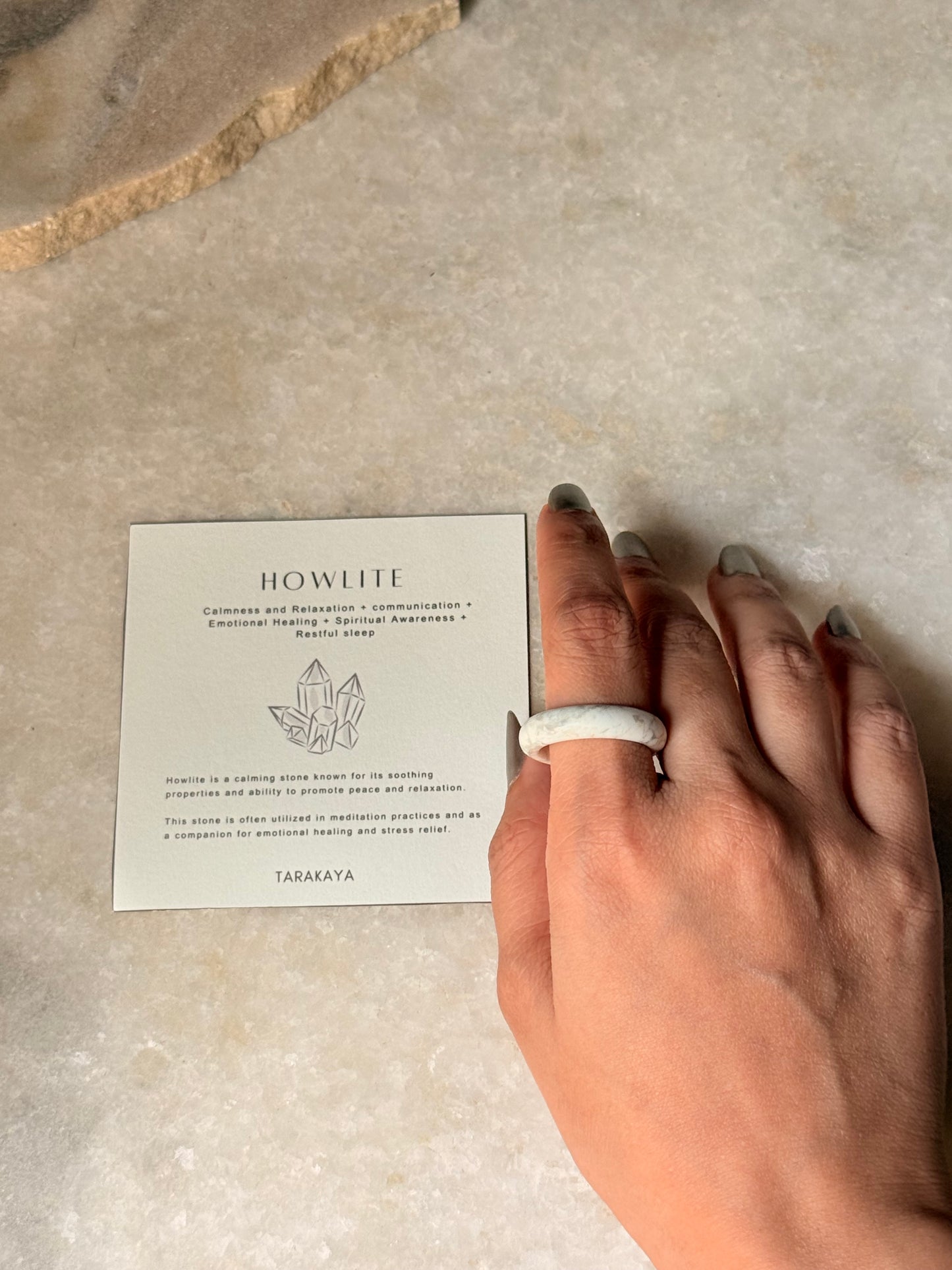 Natural Crystal Howlite Band Ring