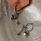 925 Sterling Silver Larimar , Turquoise , Dalmatian Jasper With Paper Clip Chain, Handcrafted Rustic Hoops Earrings