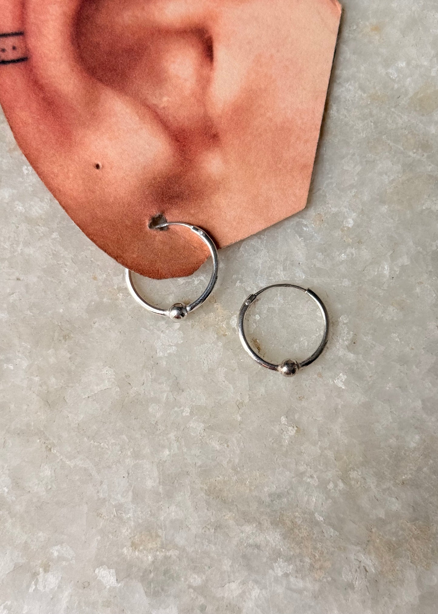 925 Sterling Silver Plain Ball Hoops