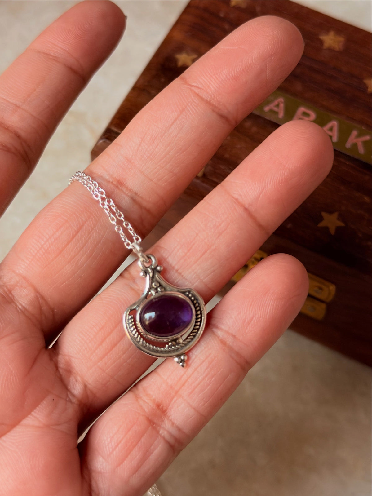 925 Sterling Silver Amethyst Boho Rawa Handcrafted Necklace