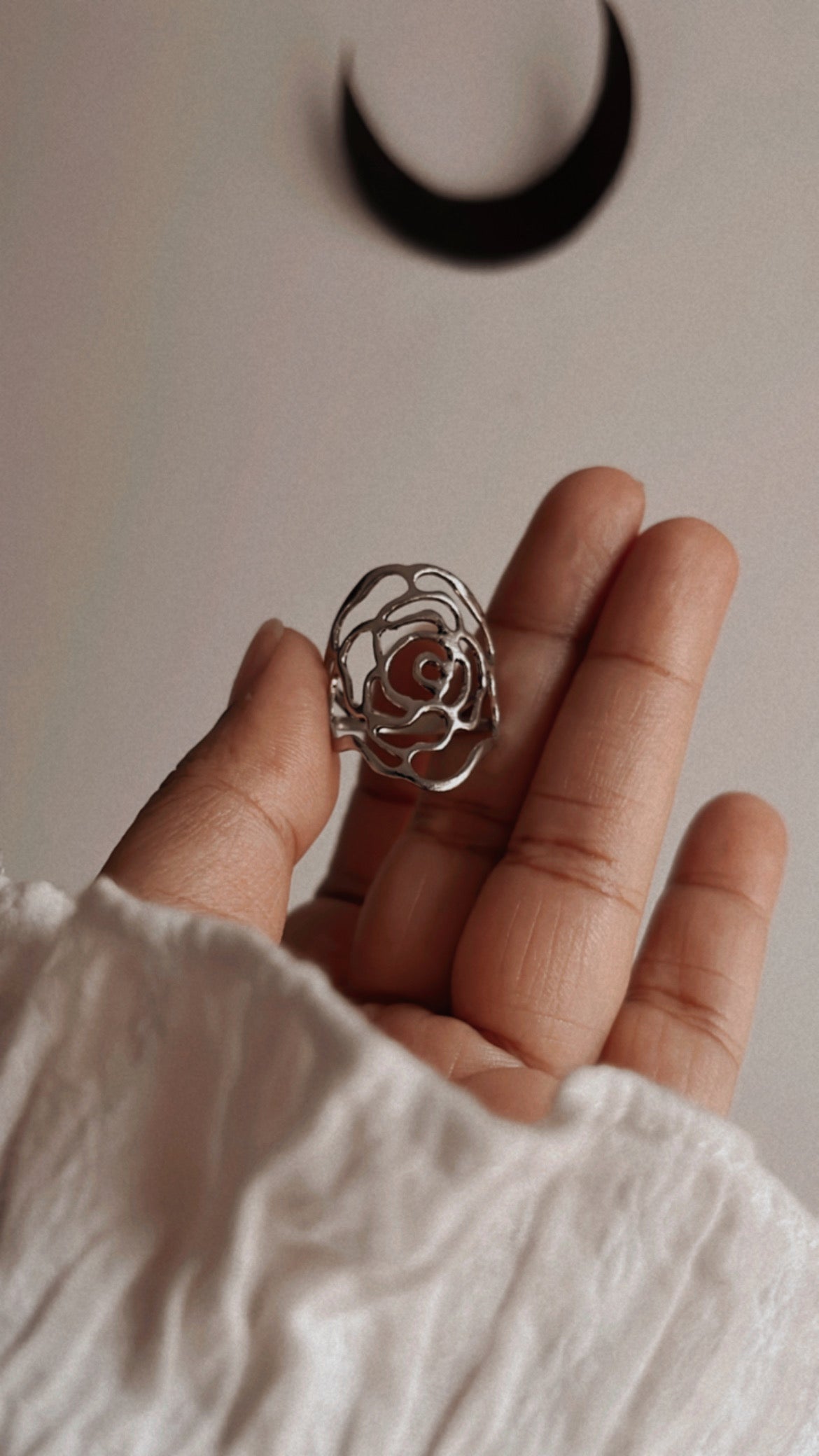 Sterling Silver Rose Filigree Ring