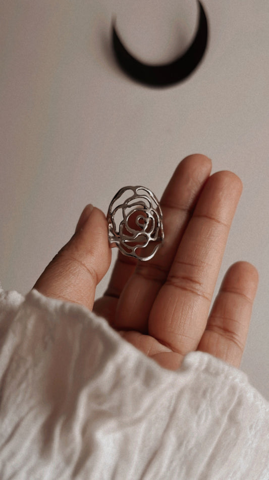 Sterling Silver Rose Filigree Ring