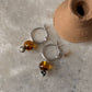 925 Sterling Silver Amber, Dalmation Jasper Italian Hoops