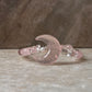 Moonlit Bloom ~Rose Quartz Crescent Moon, Clear Quartz & Pearl Crystal 925 Sterling Silver Bracelet