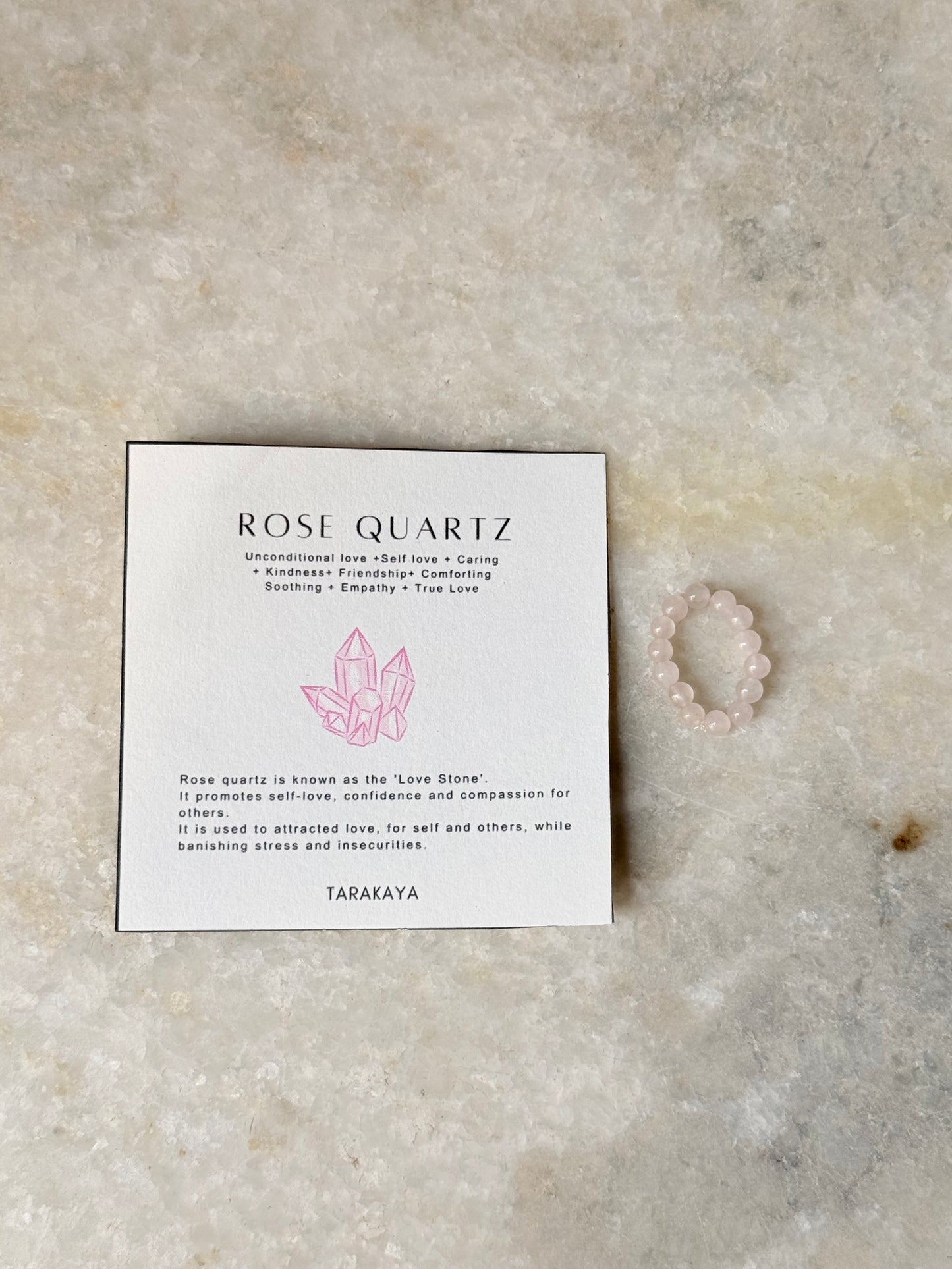 Rose Quartz 4mm Natural Crystal Stretchy Rings