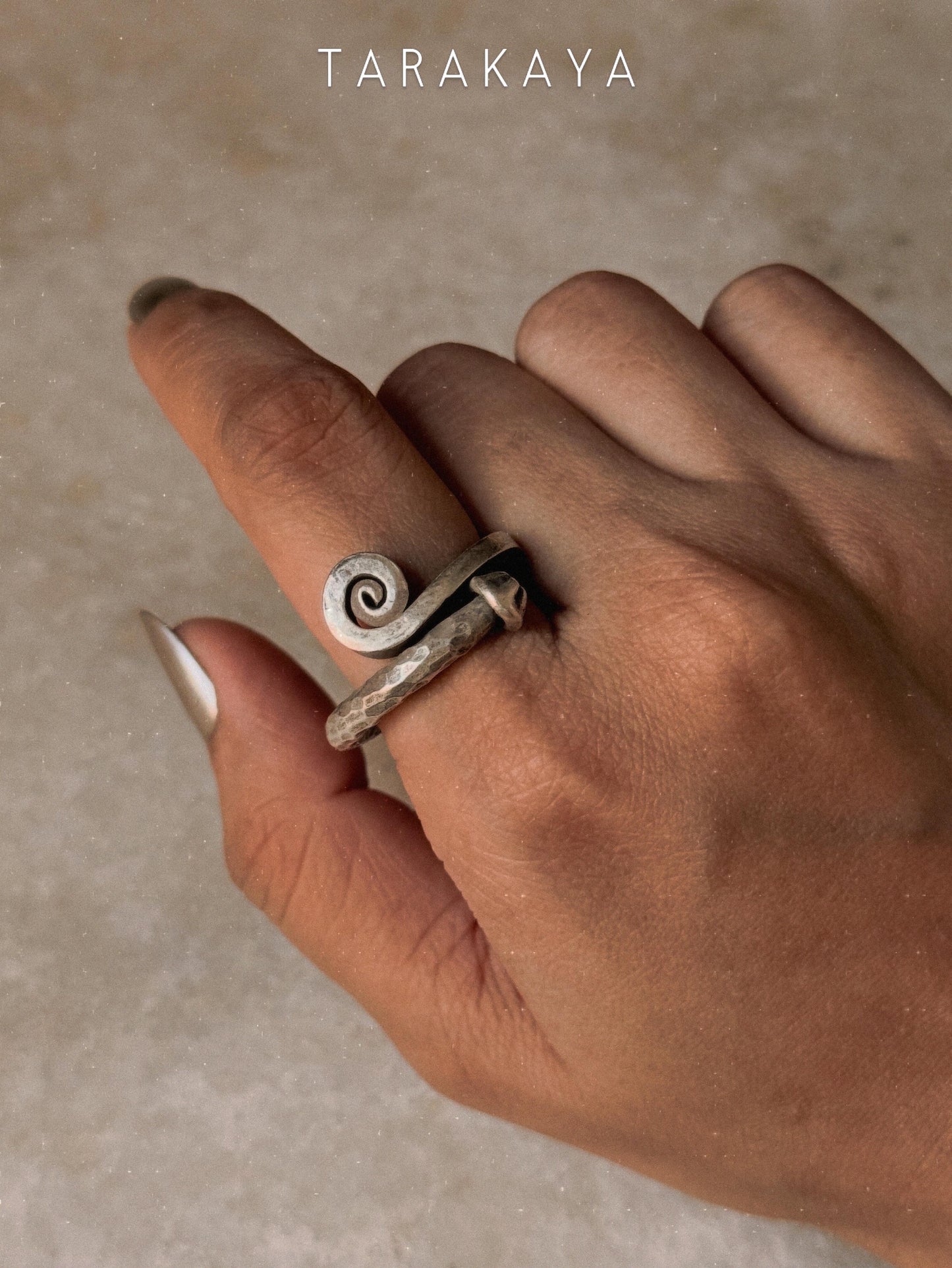 925 Sterling Silver Bohemian Rustic Spiral Arrow Hill Tribe Handcrafted Adjustable Ring