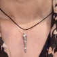 925 Sterling Silver Black Leather Cord Mandali Dolki Necklace