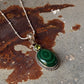 925 Sterling Silver Malachite Oval &  Peridot Round Faceted Handcrafted One of a Kind Pendant