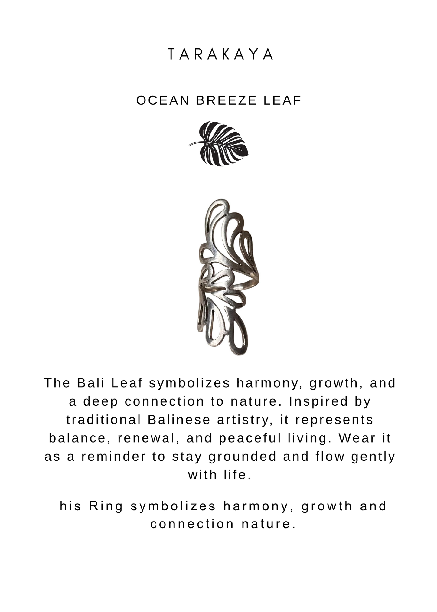 925 Sterling Silver Eternal Bali Leaf Ring