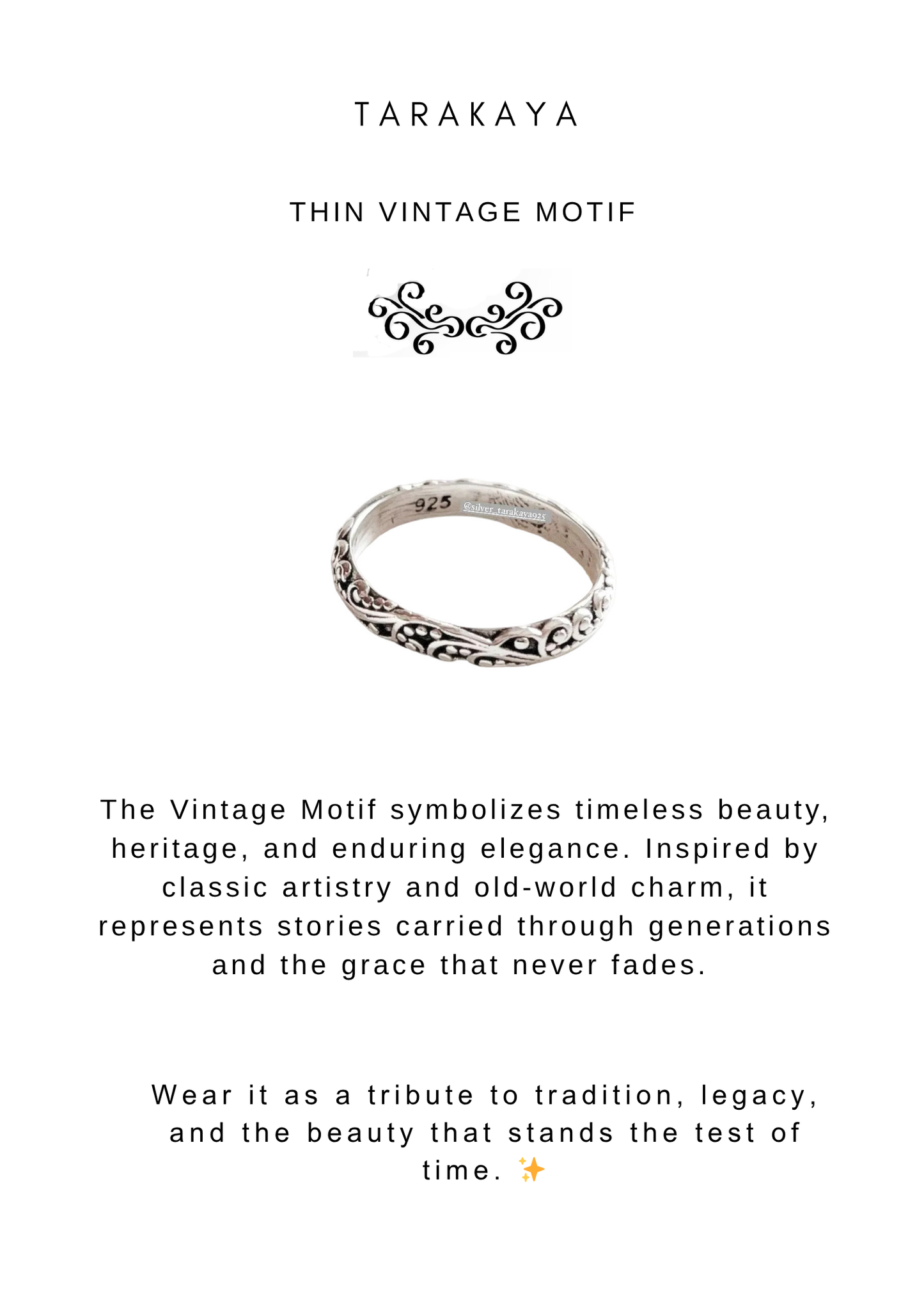 925 Sterling Silver Thin Boho Vintage Motif Stackable Band Ring