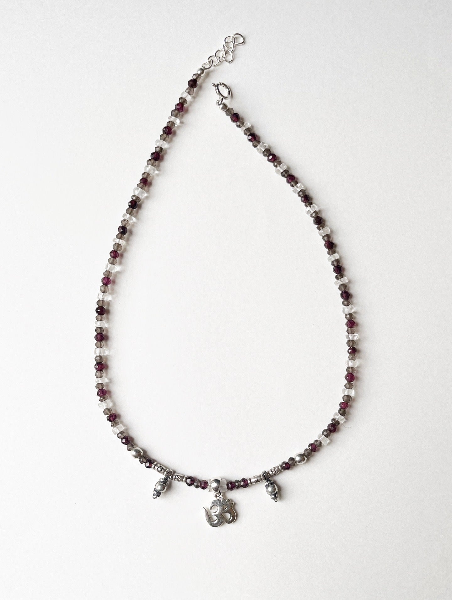 Boho Spiritual OM AUM Symbol Choker Necklace in Sterling Silver