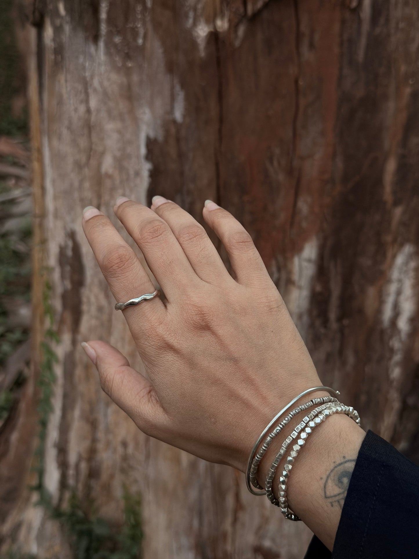 925 Sterling Silver Sculpture Stackable Band Ring