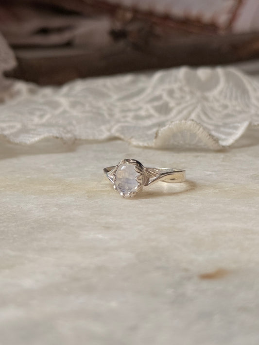 925 Sterling Silver Moonstone Solitaire Forest Enchantment Ring