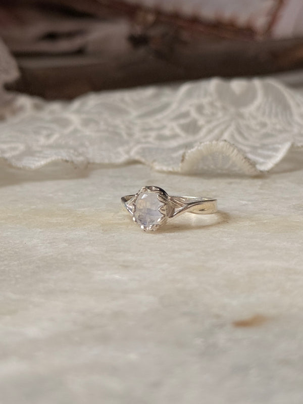 925 Sterling Silver Moonstone Solitaire Forest Enchantment Ring