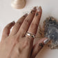 Thick 925 silver unisex ring with hammered finish  