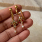 925 Sterling Silver Gold Plated Pink White Stone Kundan Polki & Fresh Water Pearls Charm Bugadi Ear Cuff