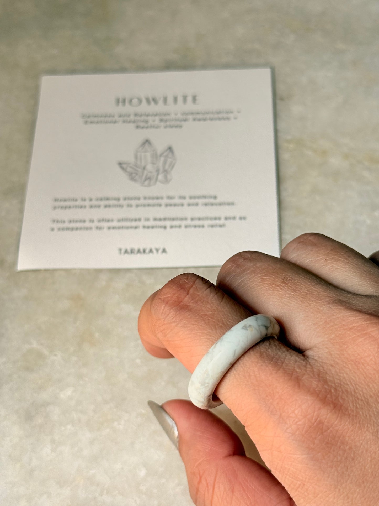 Natural Crystal Howlite Band Ring