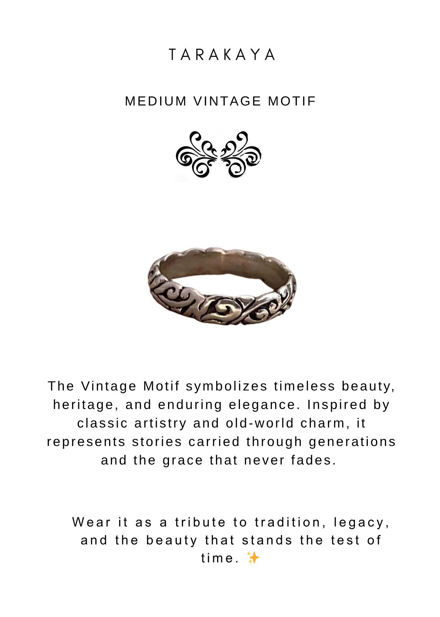 925 Sterling Silver Medium Vintage Motif Boho Band Ring