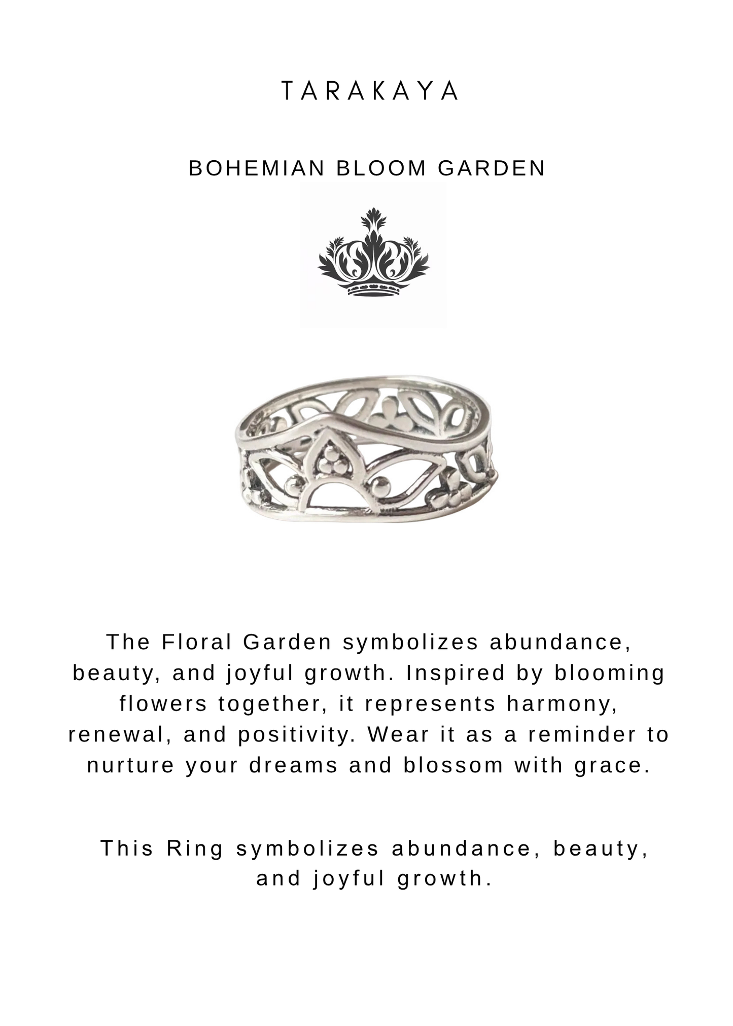 925 Sterling Silver Floral Garden Boho Band Ring
