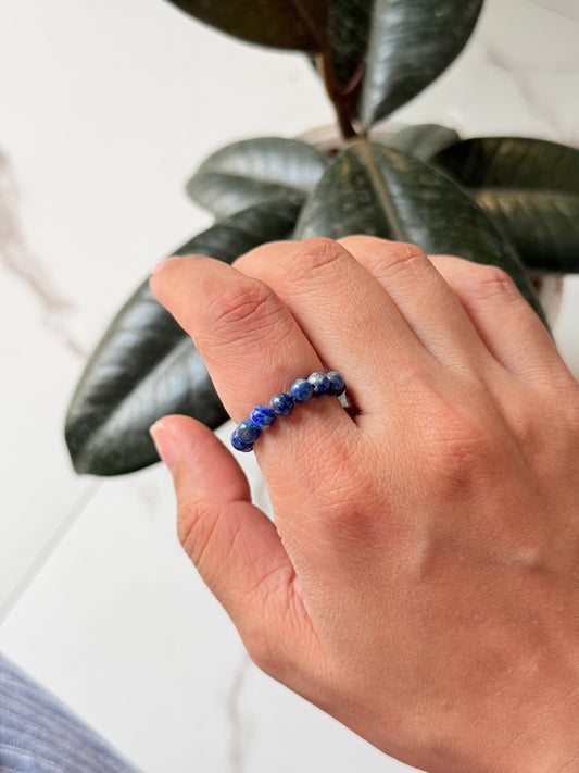 Natural Crystal Lapis Lazuli 4mm Stretchy Rings