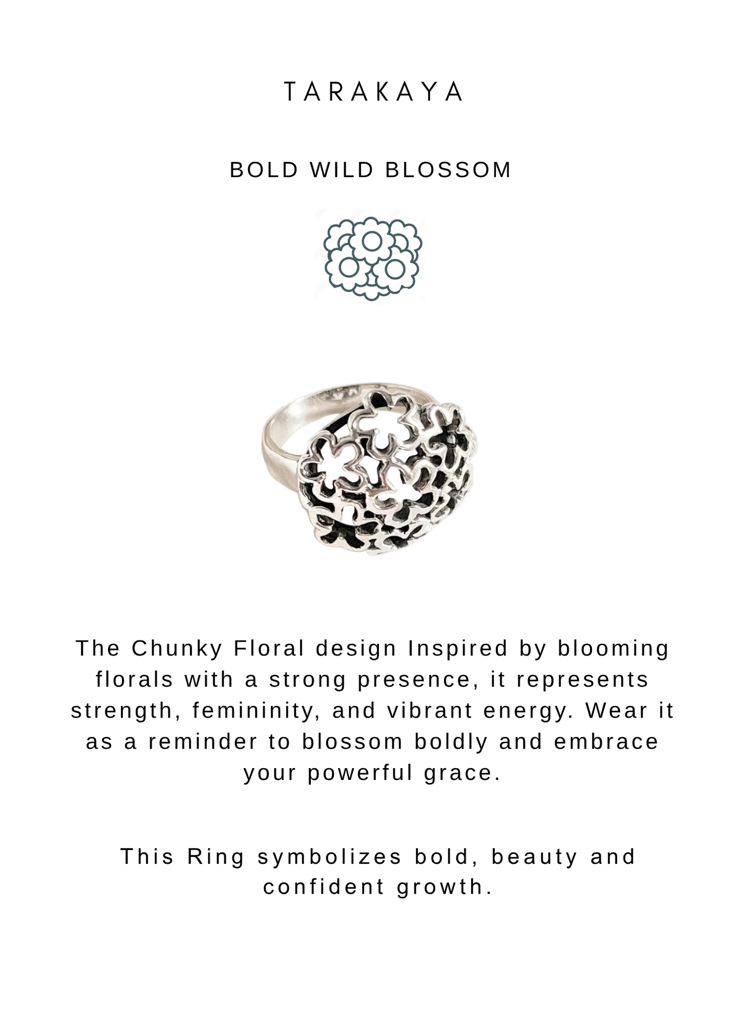 925 Sterling Silver Chunky Floral Ring